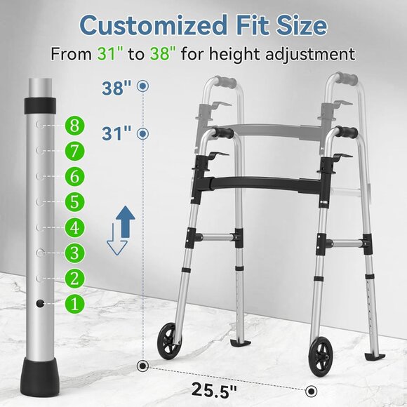 Folding Walker with Basket and Glide Skis - Picture 6 of 6